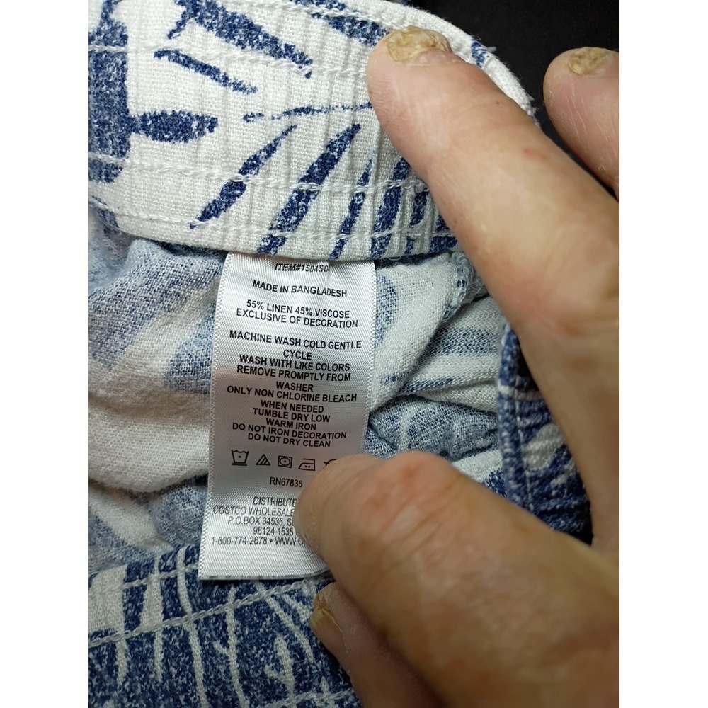 Nautica Womens Shorts S Blue Floral Linen Blend Drawstring Flat Front Casual - Picture 3 of 9